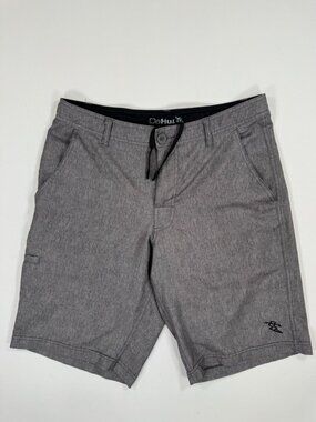 Da Hui Shorts Fits Size 32 Heather Gray Flat Front Zip Pocket Drawstring Surf